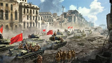 WWII Russian Tanks in Ruins HD Wallpaper