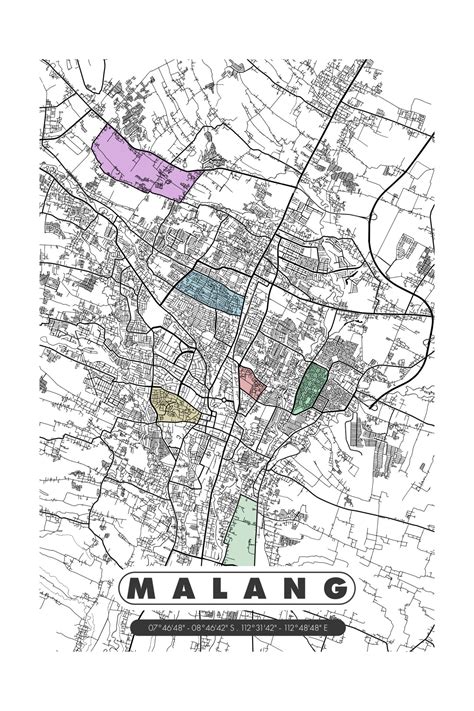 Minimalist Malang City Map Wall Decoration. Malang is one of the cities ...