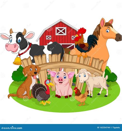 Collection of Farm Animals Cartoon Stock Vector - Illustration of farm, barn: 162354744