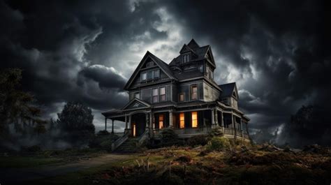 Premium AI Image | Haunted House Beneath a Stormy Sky