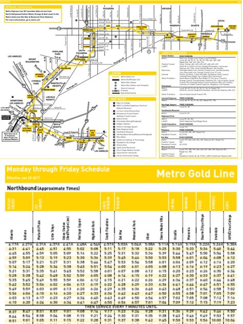 Metro Gold Line Metro Gold Line: Saturday, Sunday & Holiday Schedule ...