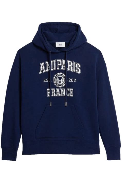 AMI PARIS AMI Paris Hoodie Navy - Clothing from Circle Fashion UK