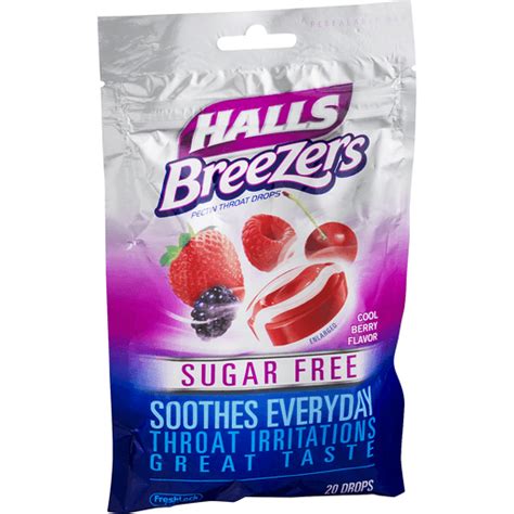 Halls Breezers Cough Drops With Cool Berry Flavor, 25/Bag ...