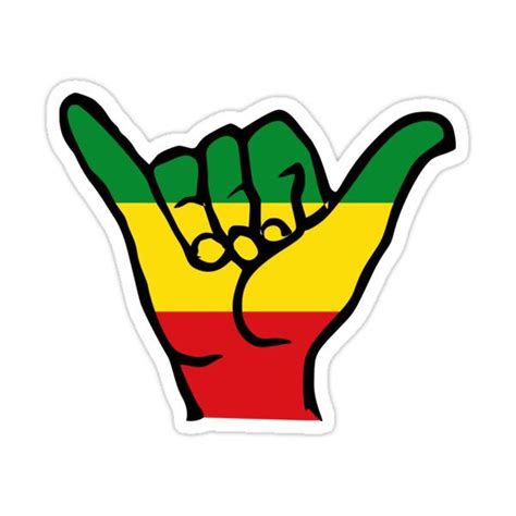 Aloha, Shaka Hands, Reggae Rasta Fari colors Sticker by Alma-Studio | Coloring stickers, Reggae ...