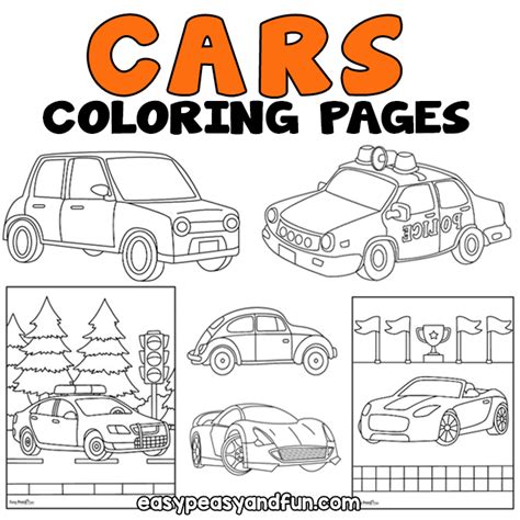 Car Coloring Pages - 30 Printable Sheets - Easy Peasy and Fun