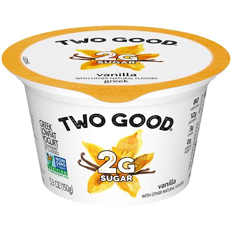 Two Good Vanilla Low Fat Lower Sugar Gluten Free Greek Yogurt, 5.3 Oz. - Walmart.com