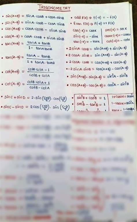 SOLUTION: Trigonometry formulas 1 - Studypool