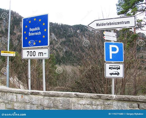 This is the Road on the Border between Germany and Austria in the ...