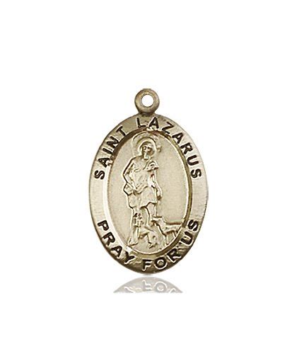 St Lazarus Medal - 14 KT Gold - Medium, Engravable - Catholic Saint Medals