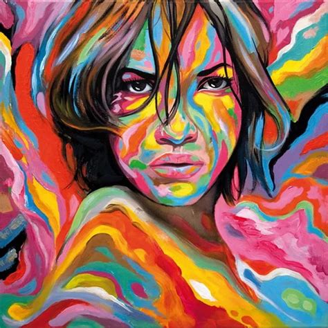 Modern painting grafitti art colorful girl portrait on oil painting canvas for home decor and ...