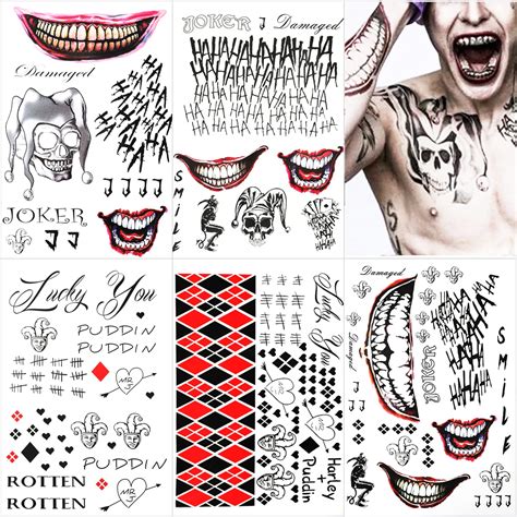 Buy 5 Large Sheets Joker Tattoos, the Joker Temporary Tattoos from ...