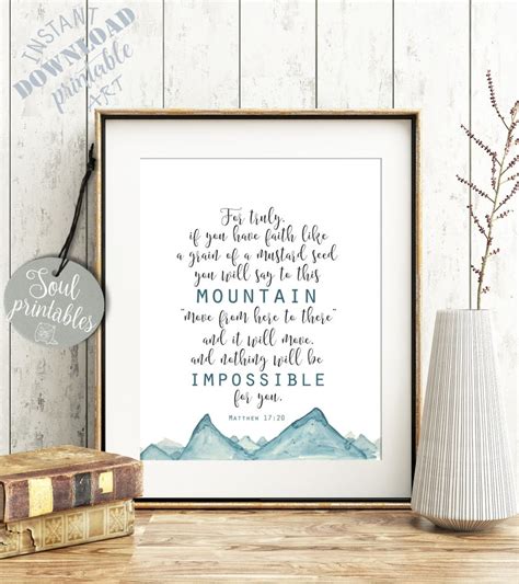 Matthew 17:20 Bible verse prints Bible printable Bible | Etsy