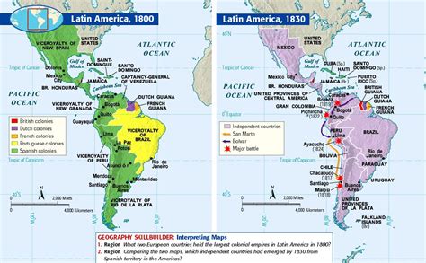 Latin America: 1800 & 1830 Compared - Geography Maps