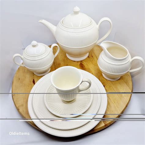 Vintage Wedgwood Windsor Tea-set Composed of Sugar Jars, Milk Pitchers, Cups and Saucers, Cake ...