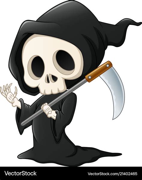 Grim reaper cartoon waving hand Royalty Free Vector Image