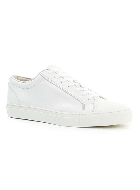 White Leather Trainers - Men's Casual Shoes - Shoes and Accessories | Plain white sneakers ...