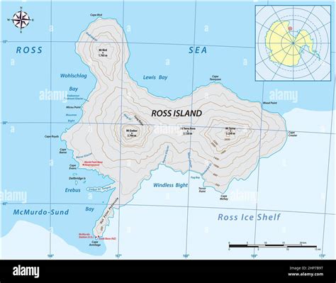 detailed vector map of the volcanic Ross Island in Antarctica Stock Vector Image & Art - Alamy