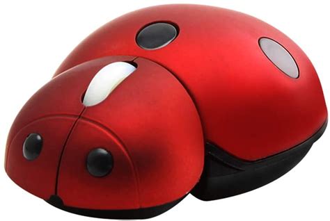 2.4G Wireless Mouse Small Cute Animal Ladybug Shape 3000DPI Portable Mobile Optical Mouse with ...