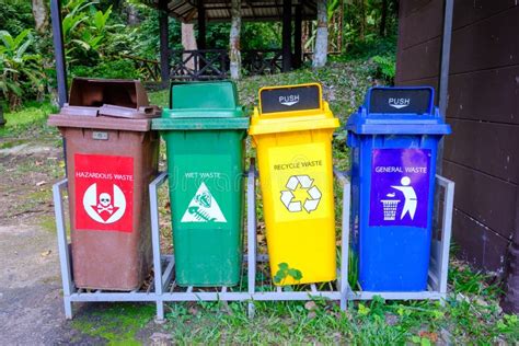 Waste Bins with Different Colors for the Separated Collection of Waste Stock Photo - Image of ...