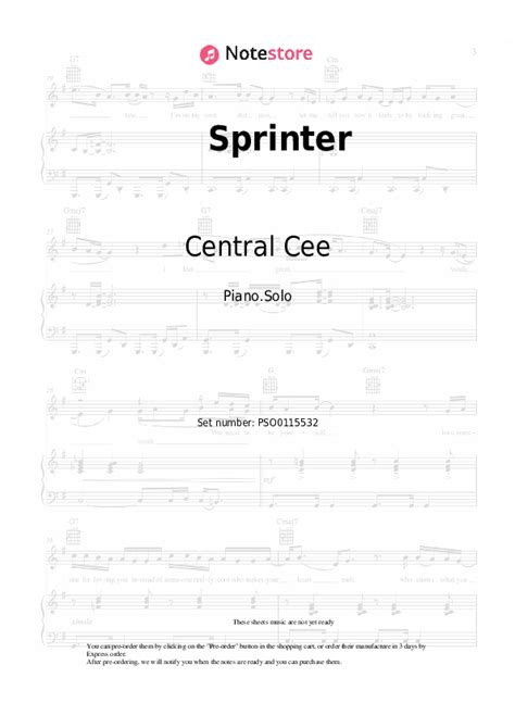 Sprinter piano sheet music Central Cee, Dave in Note-Store.com | Piano.Solo SKU PSO0115532