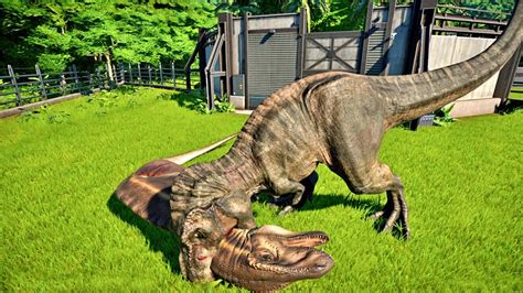 ACROCANTHOSAURUS vs TYRANNOSAURUS REX - JURASSIC WORLD EVOLUTION - YouTube