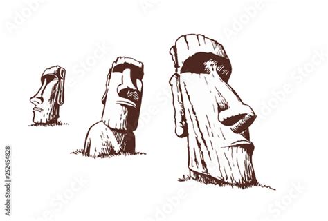 Vintage set of moai,vector idol,statues of Easter Island - Buy this ...