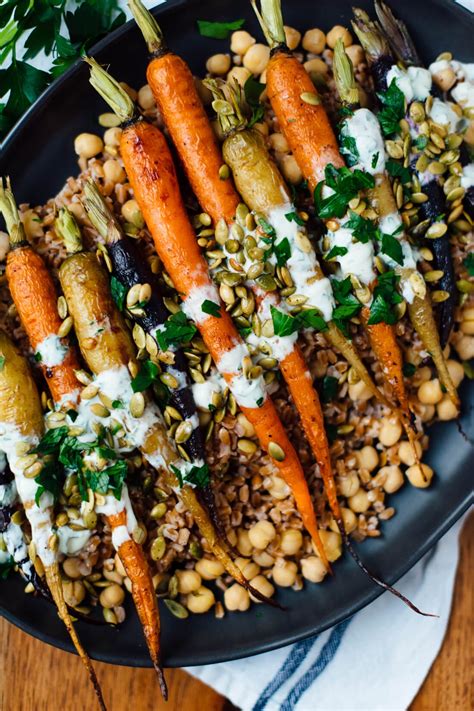 Roasted Carrots with Farro & Chickpeas - Cookie and Kate