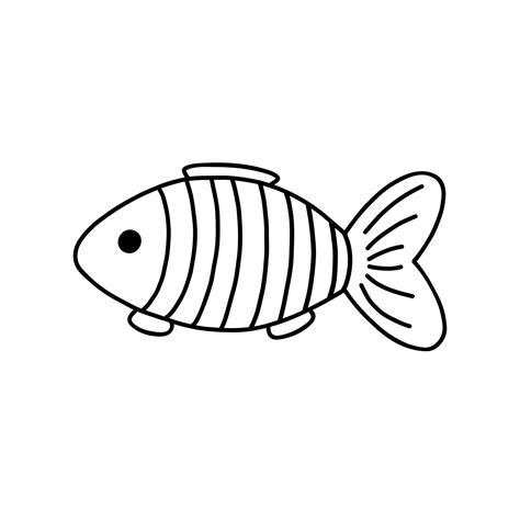 Cute fish sea or river creature outline simple doodle vector ...