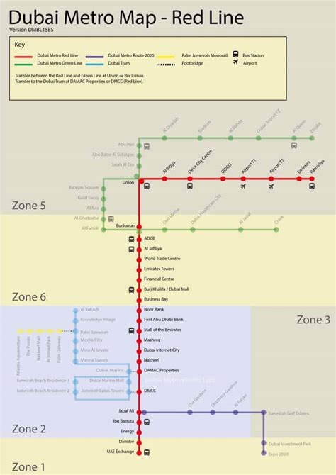 Dubai Metro Red Line - Stations, Route Map