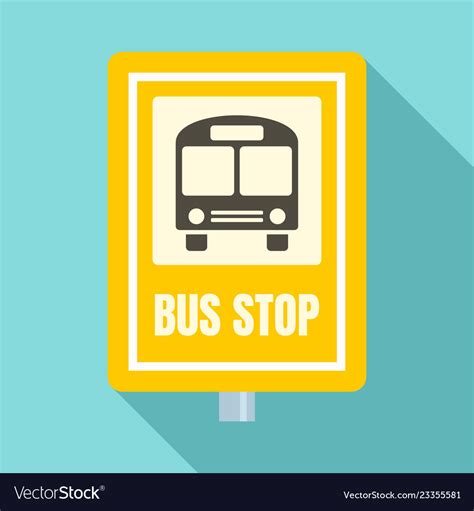 School bus stop sign icon flat style Royalty Free Vector