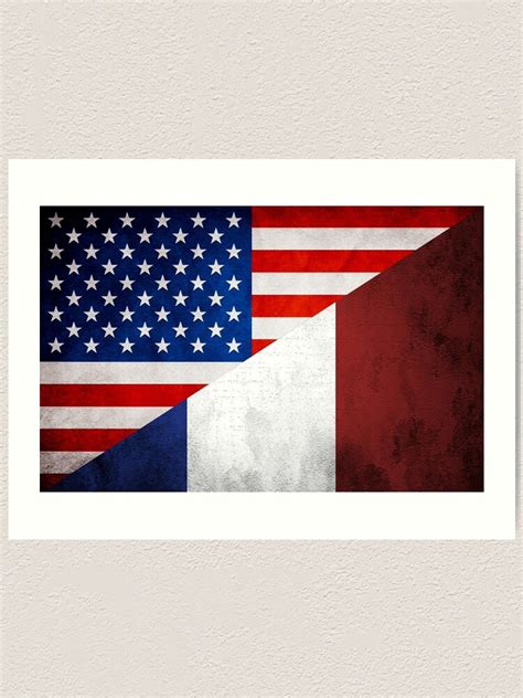 "Half French Half American Flag" Art Print for Sale by freestyleINK ...