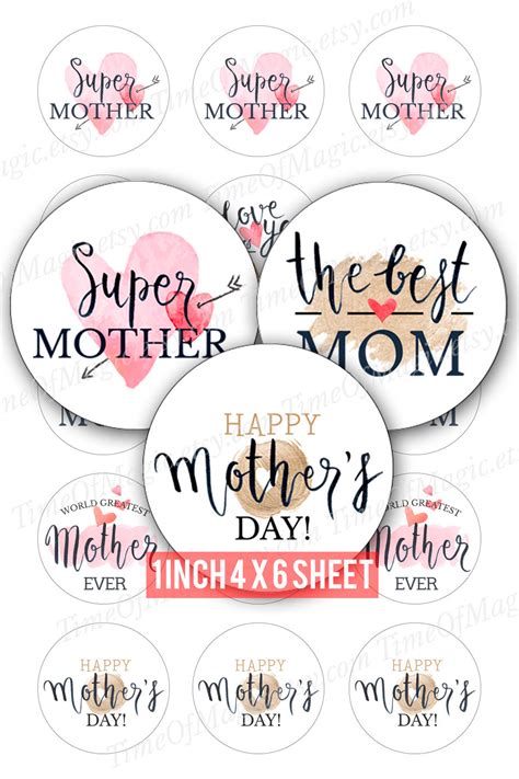 Happy Mother's Day Digital Collage Sheet 1 inch 25mm | Etsy