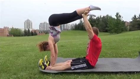 Couple workout . Get fit together with your love! Exercises in pair ...