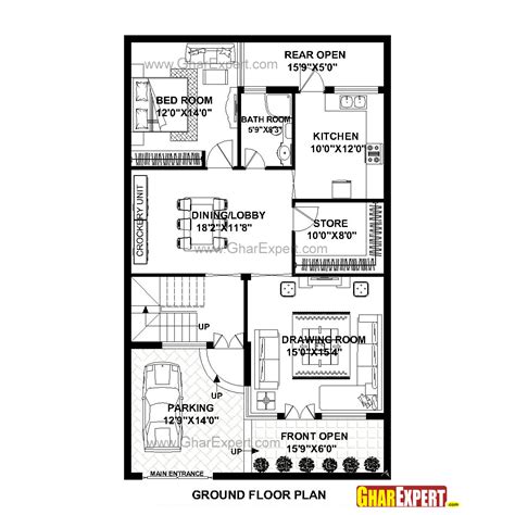 House Plan for 30 Feet by 50 Feet plot (Plot Size 167 Square Yards ...