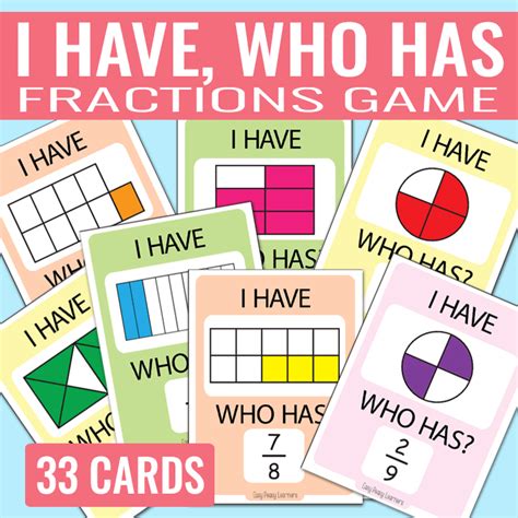 I have Who Has Fractions Game - Easy Peasy Learners