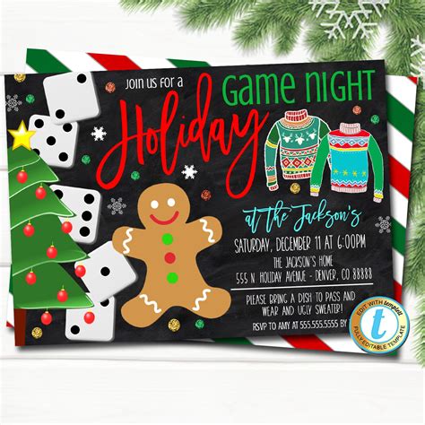 Christmas Game Night Party Invitation Holiday Invite Xmas - Etsy