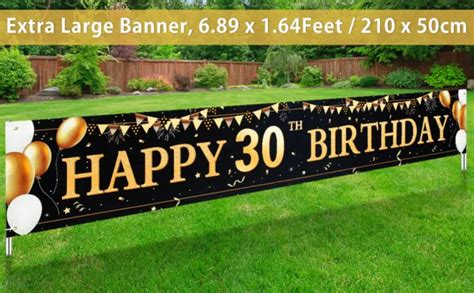 LARGE BLACK GOLD Happy Birthday Banner Birthday Party Black Gold LoVDT ...