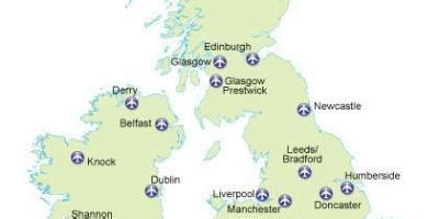 UK international airports map - Map of UK international airports (Northern Europe - Europe)