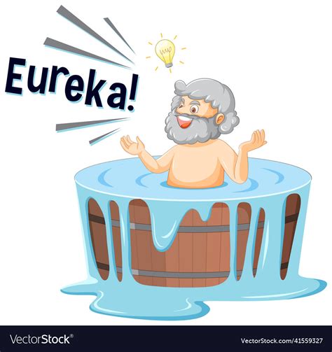 Archimedes in bath cartoon with the word eureka Vector Image