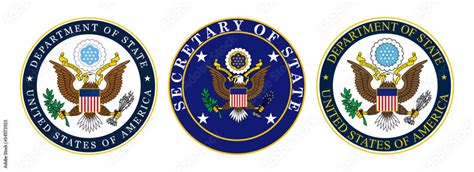 Vector seal of the United States Department of state. Secretary of ...