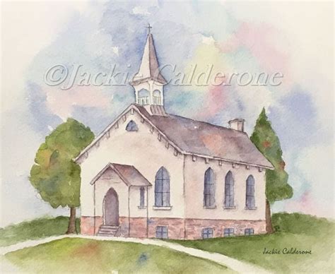 Watercolor Paintings, Art Print, Giclee Print, Original Watercolor, Church Painting, Steeple ...