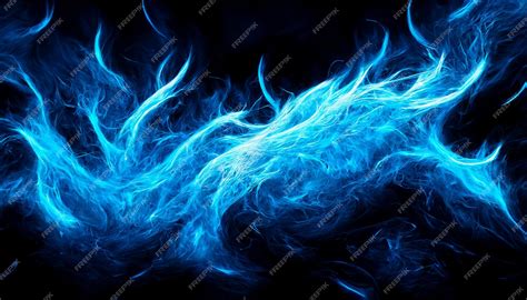 Premium Photo | 3D Render Blue Flame of fire Abstract on black background