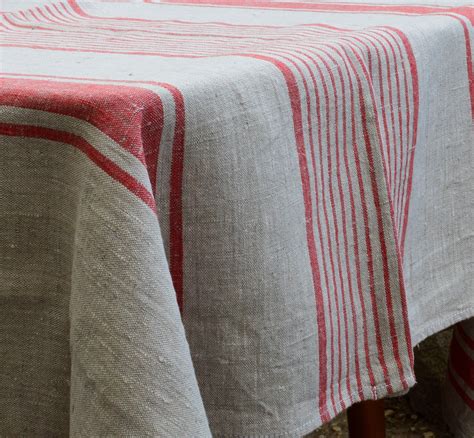 100% Linen tablecloth striped PREWASHED French table cloth | Etsy