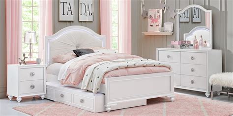 Kids Evangeline White 5 Pc Twin Lighted Upholstered Bedroom - Rooms To Go