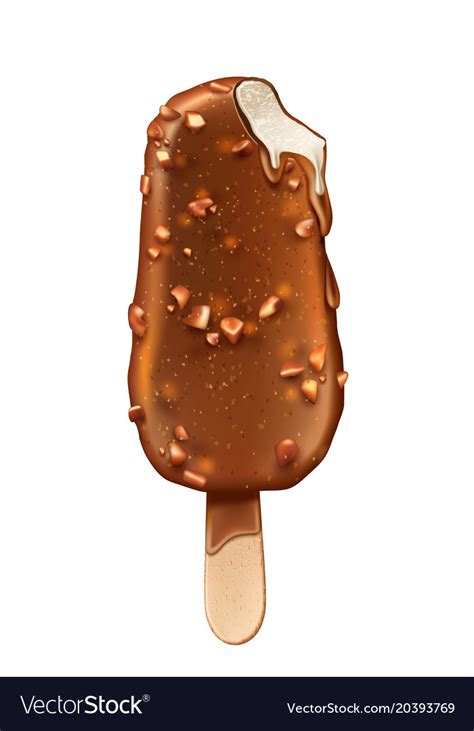 3d chocolate popsicle stick ice cream nut Vector Image