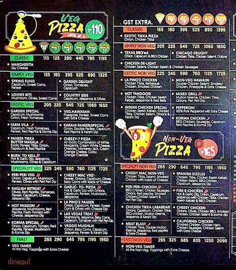 Menu of La Pino'z Pizza, Jail Road, Delhi | Dineout