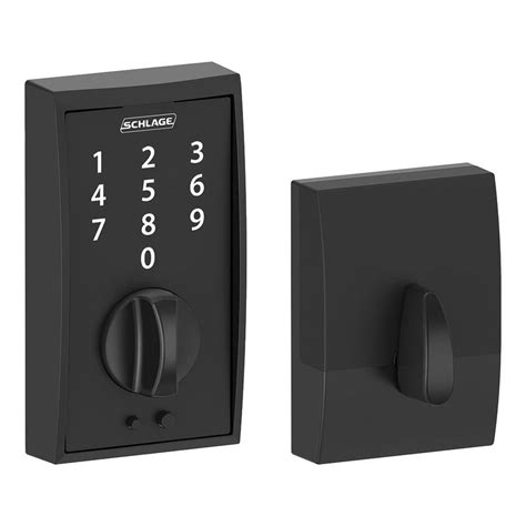 Schlage BE Touch Century Matte Black Single-Cylinder Deadbolt Lighted Keypad at Lowes.com