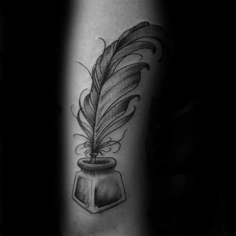 50 Quill Tattoo Designs For Men - Feather Pen Ink Ideas