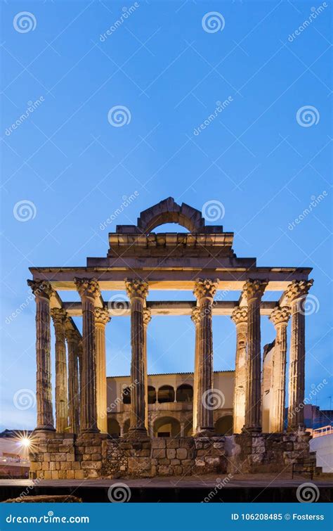 Roman temple of Diana stock image. Image of emerita - 106208485