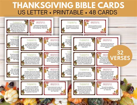 Thanksgiving Bible Verse Printable Cards, Gratitude Cards, Scripture ...